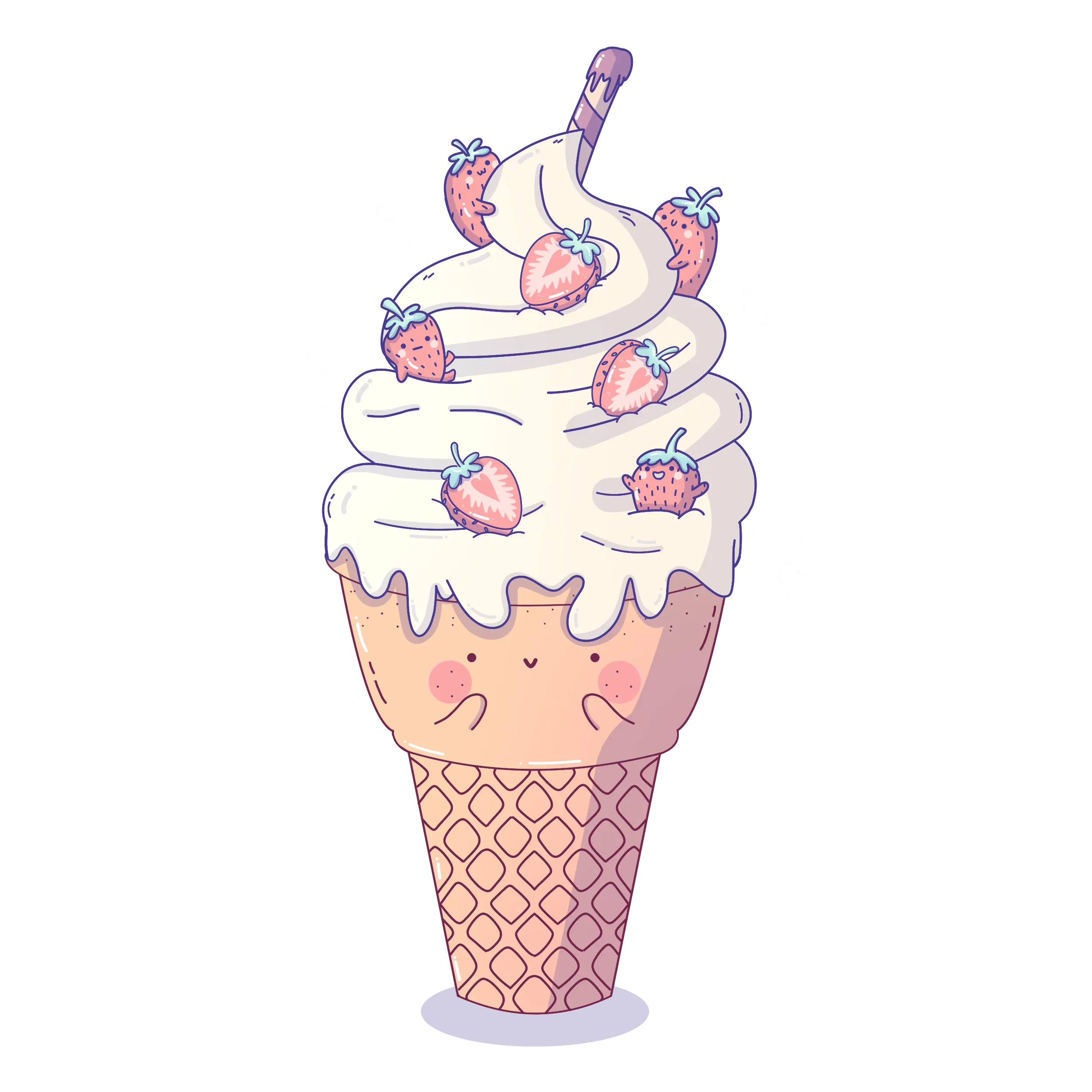 Helado con Fresas